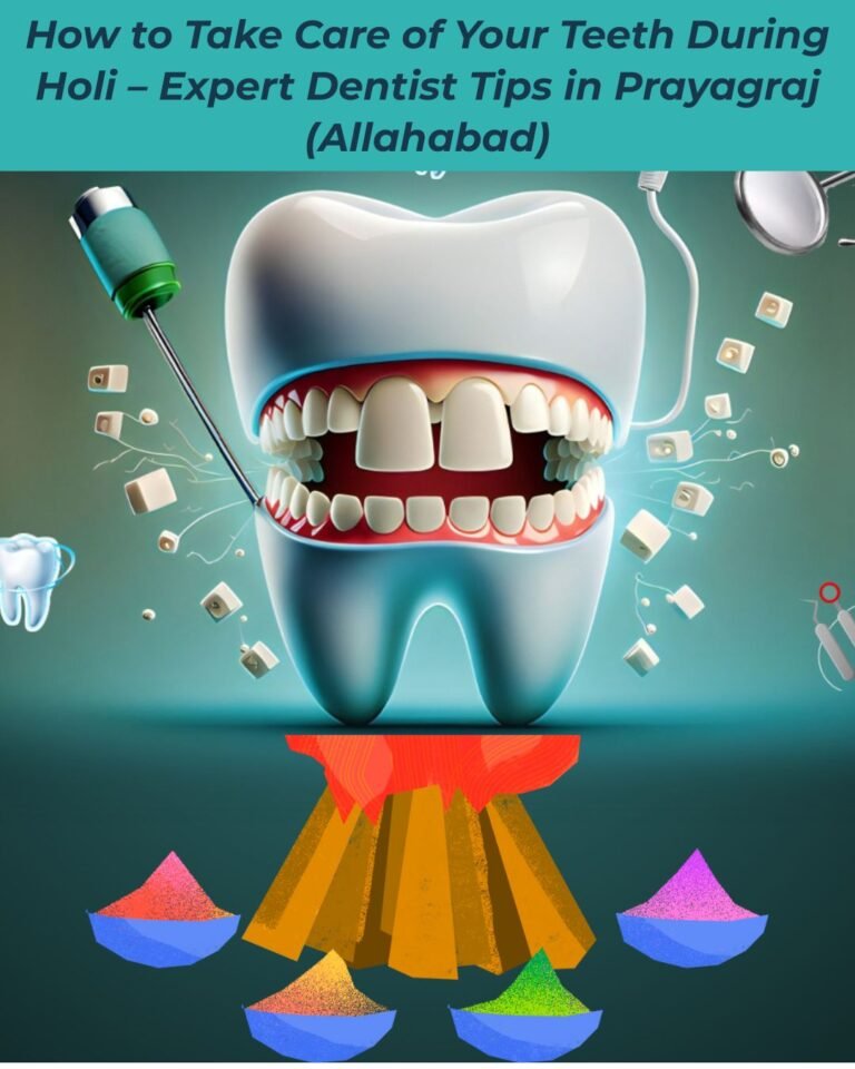 How to Take Care of Your Teeth During Holi – Expert Dentist Tips in Prayagraj (Allahabad) Protect Your Smile This Festive Season with Professional Dental Advice